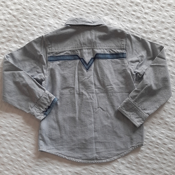 DIESEL Boys' Button Down, Size 4, Navy & White Stripe - Picture 2 of 6